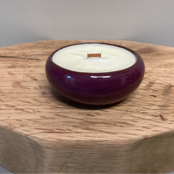 Ceramic / Pottery Crafted Piece - Repurposed - Wood Wick Candle - Nice - Picture 2 of 10